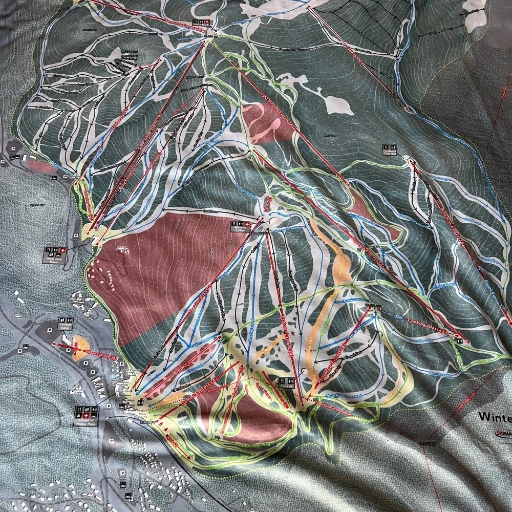 Winter Park Ski Map Throw‎ Blanket Polyester Terry Tash SkiMap Art